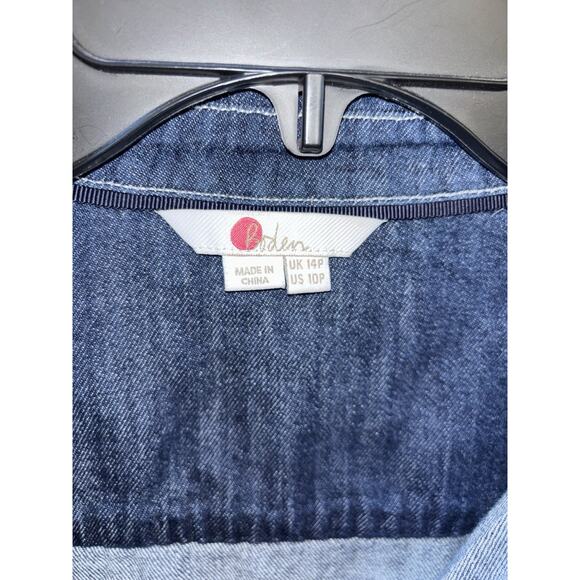 Boden 10 Petite Hattie Denim Blue Shirt Dress Button Up Pockets - Picture 4 of 7